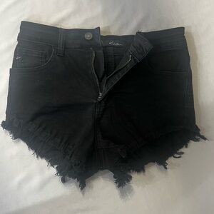 KanCan Black Frayed Jean Shorts